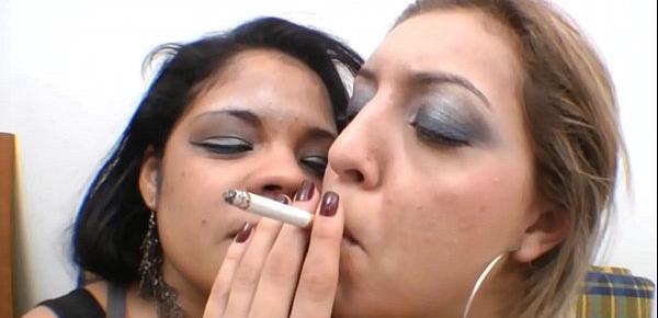  Smoking and Kiss -  Wet unstoppable tongues and plump lips